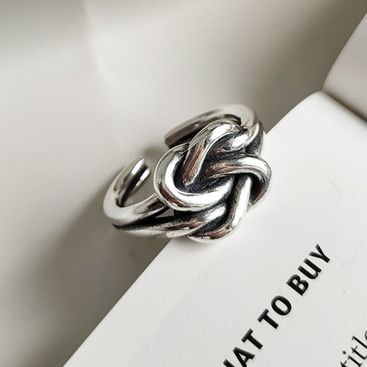 Womens Vintage Copper Braided Wrap Ring Adjustable Opening Knotted Design Fashion Jewelry Electroplated Design