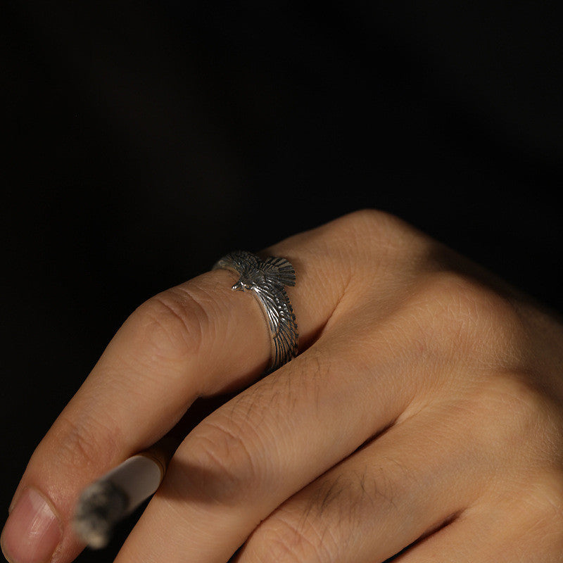 Vintage Eagle Feathered Ring Adjustable Opening Copper Ring Electroplated Fashion Jewelry High Quality Designs