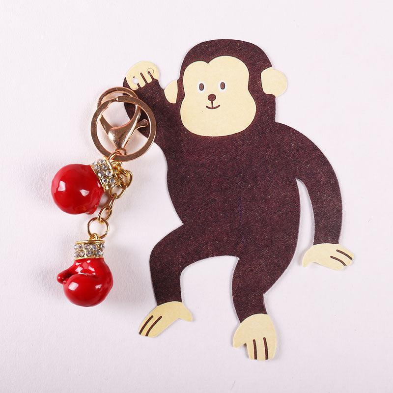 Boxing Gloves Keychain Metal Accessory For Backpacks And Bags Unique Keyring Gift For Women And Girls Sparkles