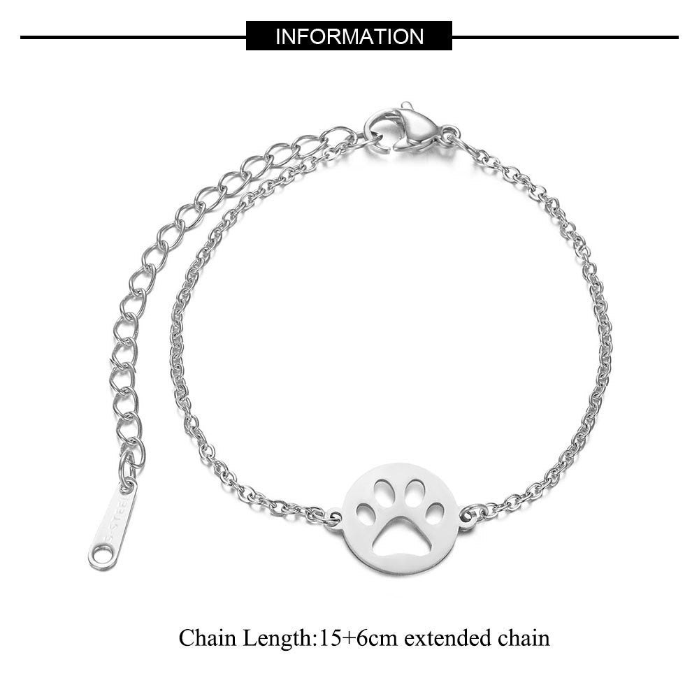 Womens Thin Chain Bracelet Animal Paw Print Stainless Steel Hollow Gold Tone Jewelry Claw Design For Everyday Wear