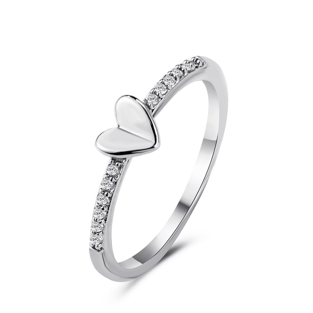 Copper Geometric Love Ring Electroplated Band Korean Fashion Jewelry For Her Valentines Day Gift Statement Ring