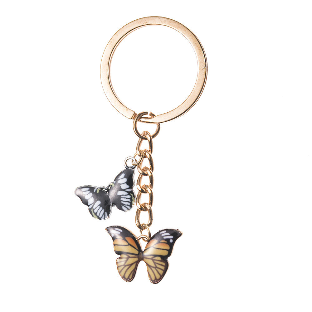 Butterfly Pendant Keychain Dripping Oil Design Alloy Key Ring Lightweight Fashion Accessory For Keys Bags And Decor