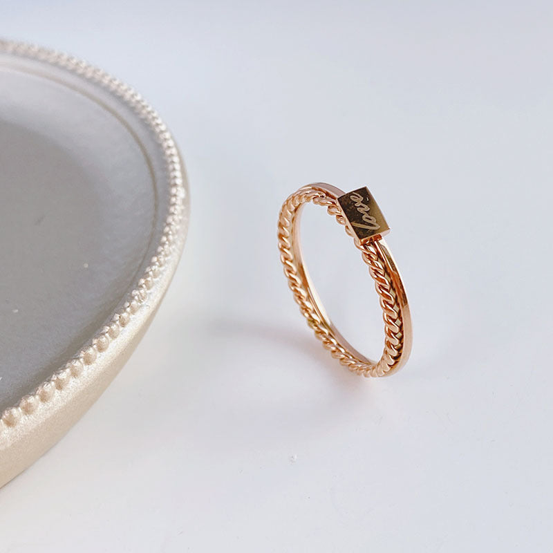 Womens Titanium Steel Ring Delicate Twist Design Durable Everyday Wear Trendy Fashion Jewelry Timeless Details