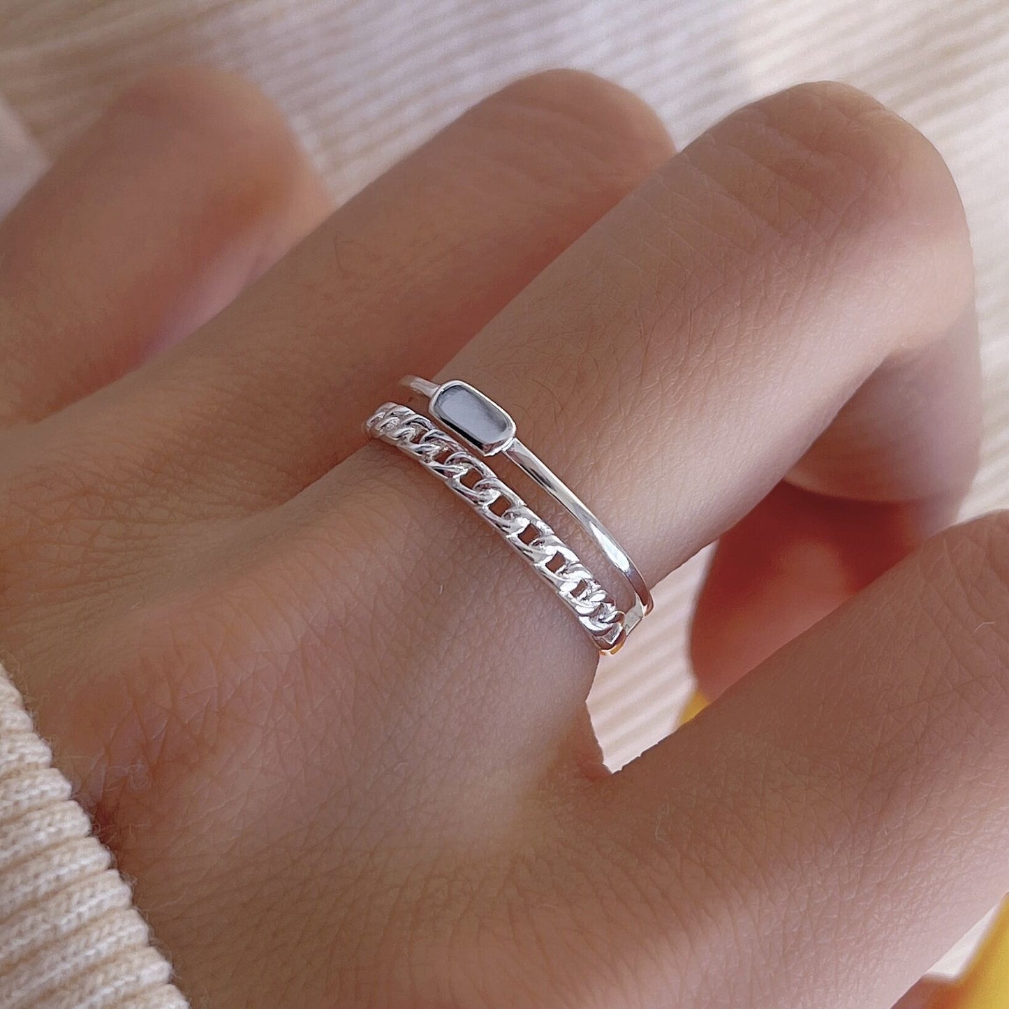 Womens 925 Silver Ring Double Layer Minimalist Geometric Electroplated Jewelry For Women And Girls Silver Or Gold