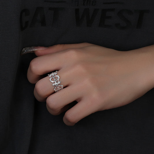 Adjustable Crown Ring For Women And Men Copper Ring With Gold Plated Artificial Gemstones Korean Fashion Trend