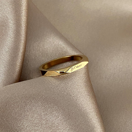 Womens Titanium Steel Ring I Love You Geometric Electroplated Promise Engagement Wedding Anniversary Gift Gift