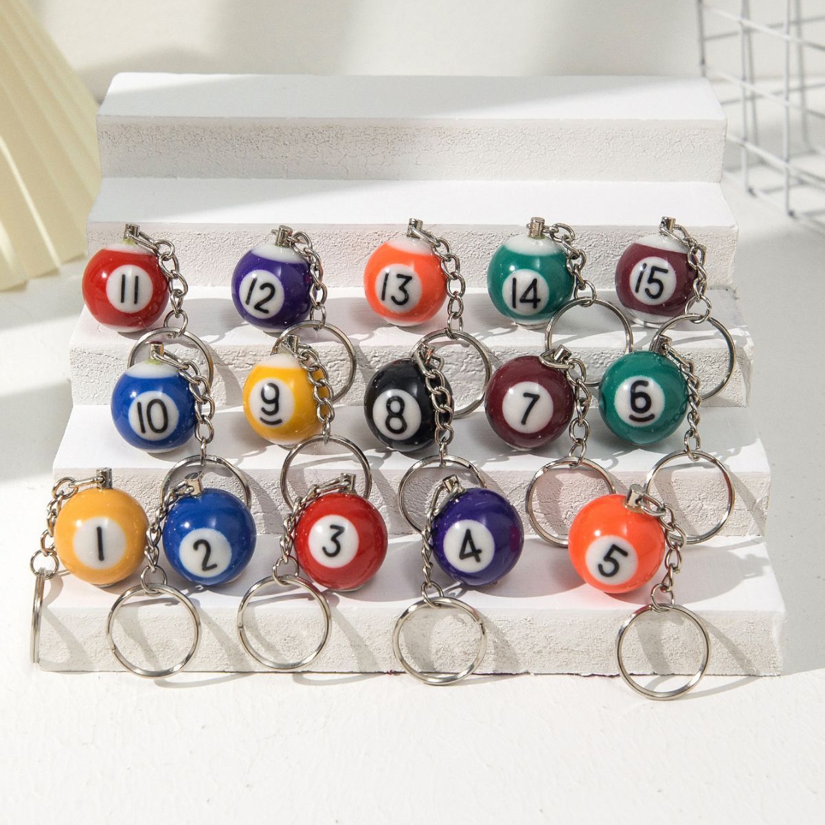 Billiards 8 Ball Keychain 25mm Black Plastic Chinese Style Pool Accessory For Players Compact Keyring Decor Art