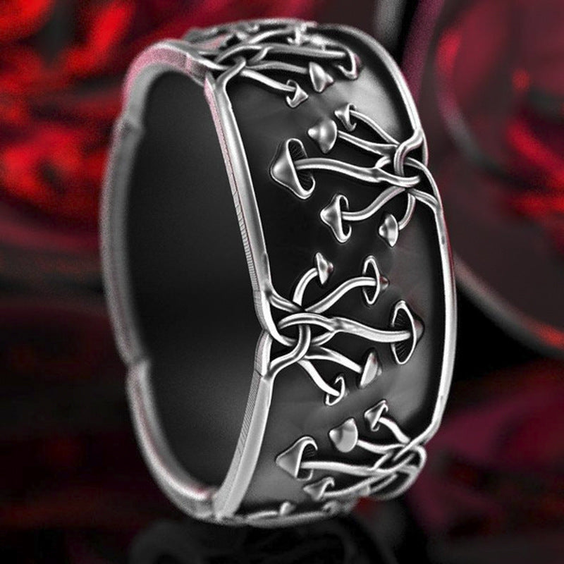 Mens Mushroom Ring Unique Geometric Design Electroplated Alloy Ring Black Fashion Accessory Statement Ring Ring