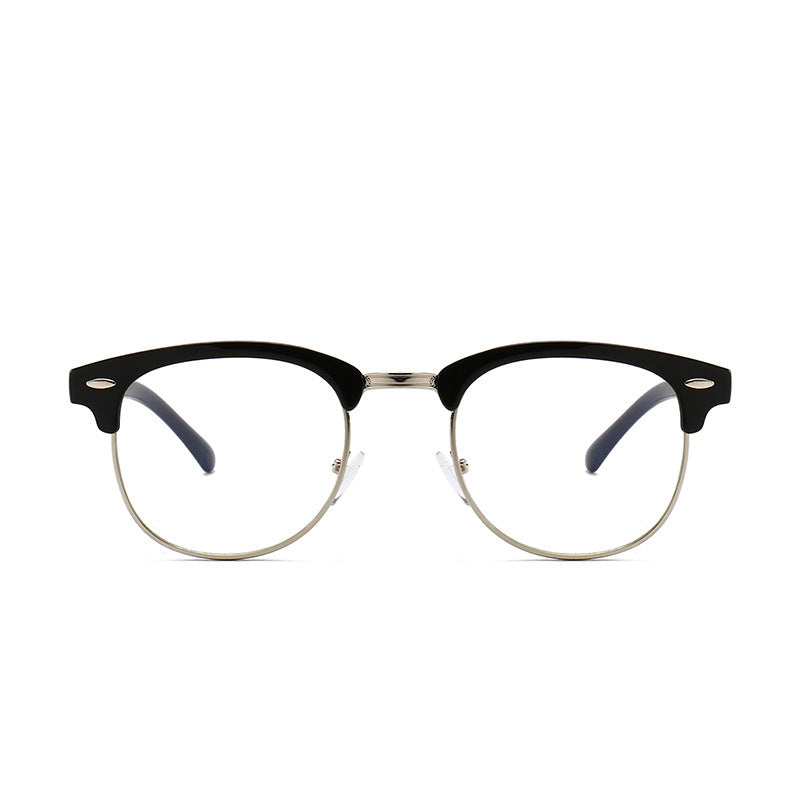 Blue Light Blocking Glasses With Metal PC Frame And Flat Lens Eyewear Black Frame Gold Frame Black Gold Accent