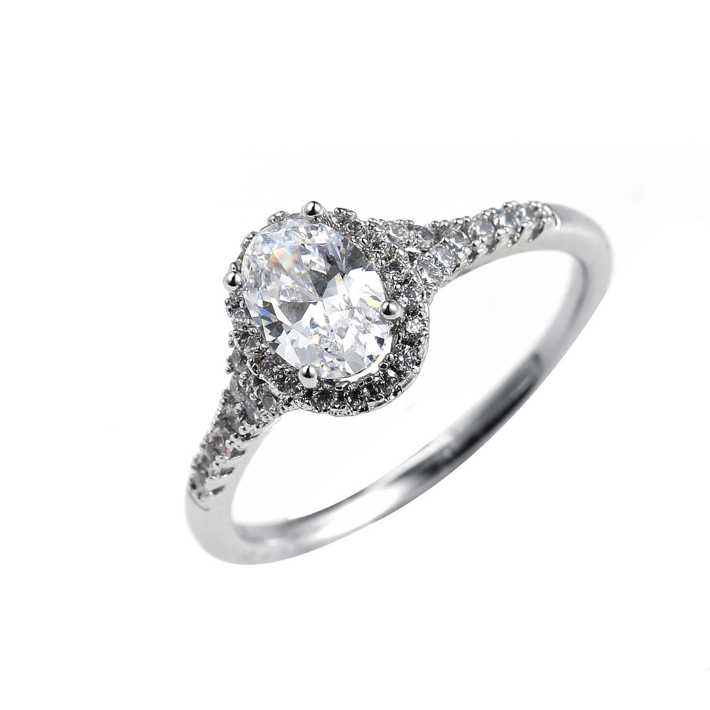 Womens Copper Ring Goose Egg Oval White Zircon Geometric Style Jewelry For Women Modern Elegant Sparkle Design