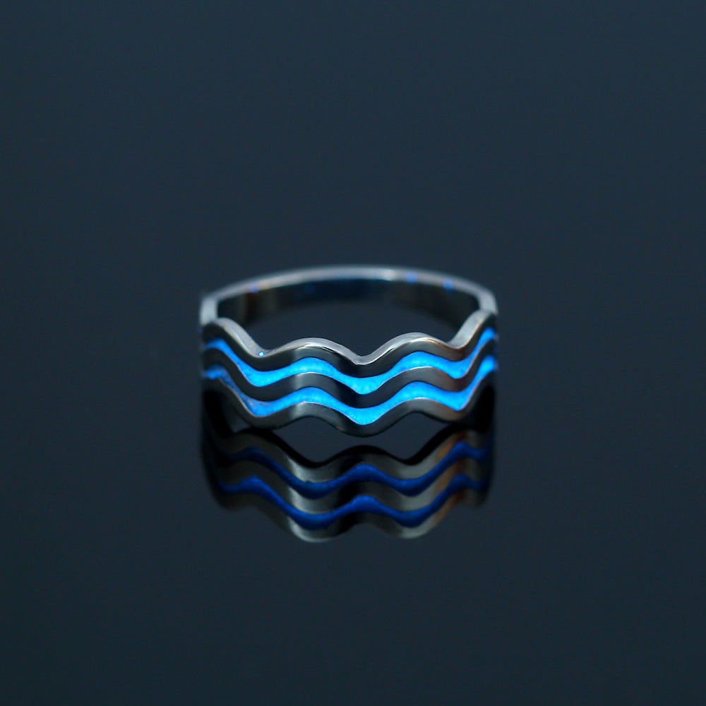 Womens Stainless Steel Ring Five Pointed Star Design With Dripping Oil Finish Trendy Style Jewelry Gift For Her