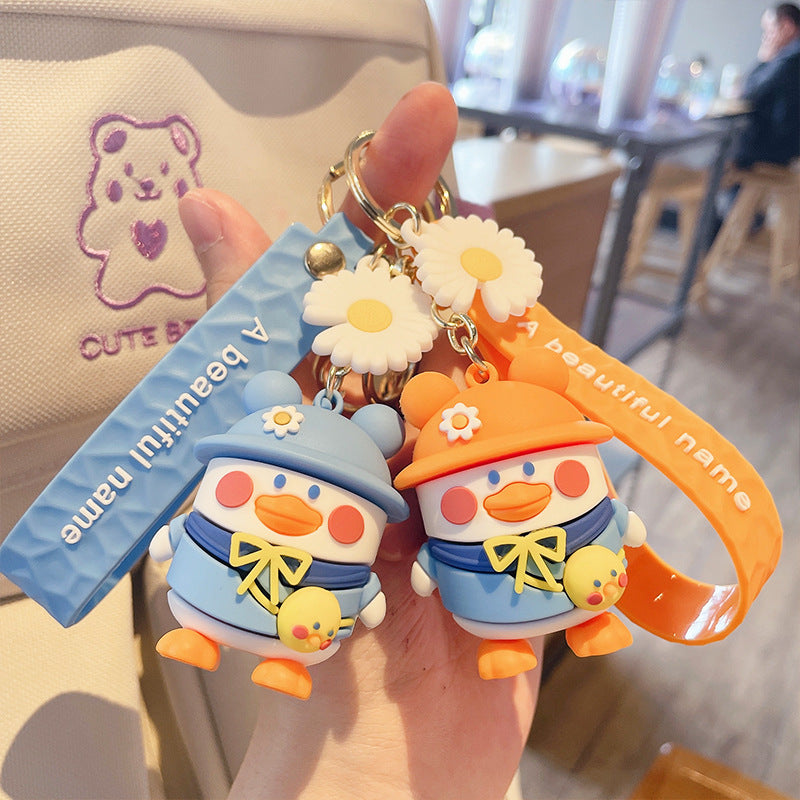 Cartoon Duck Keychain Cute Unisex PVC Pendant Drip Design Durable Plastic Key Accessory For Keys And Bags Gift