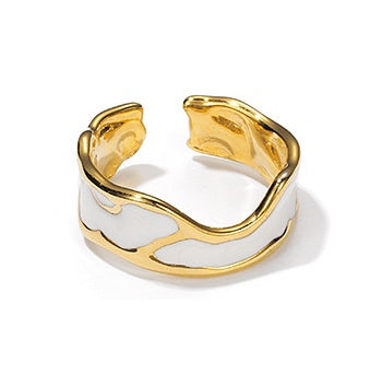 Womens Brass Ring With Emerald Green Dripping Oil Handmade Geometric Ring European American Retro Fashion Gift