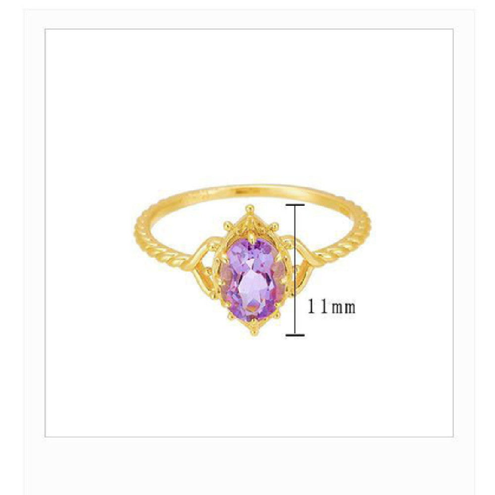 Amethyst Water Drop Copper Ring For Women Elegant Gift