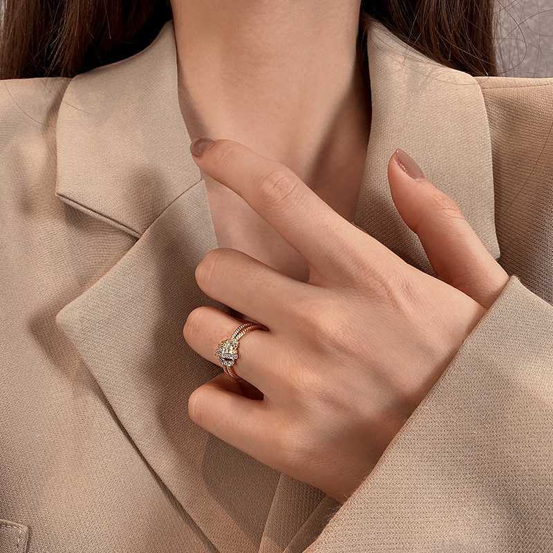 Copper Index Finger Ring With Gold Thread Adjustable Everyday Jewelry Elegant Women's Ring Trendy Copper Rings