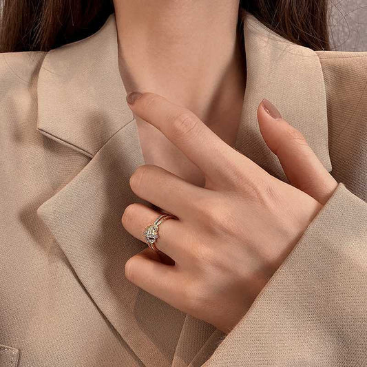 Copper Index Finger Ring With Gold Thread Adjustable Everyday Jewelry Elegant Women's Ring Trendy Copper Rings