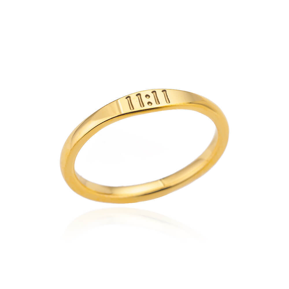 Personalized Ring Customizable Stainless Steel Band With Gold Inlay Engraving Letters Numbers Text For Modern Couples