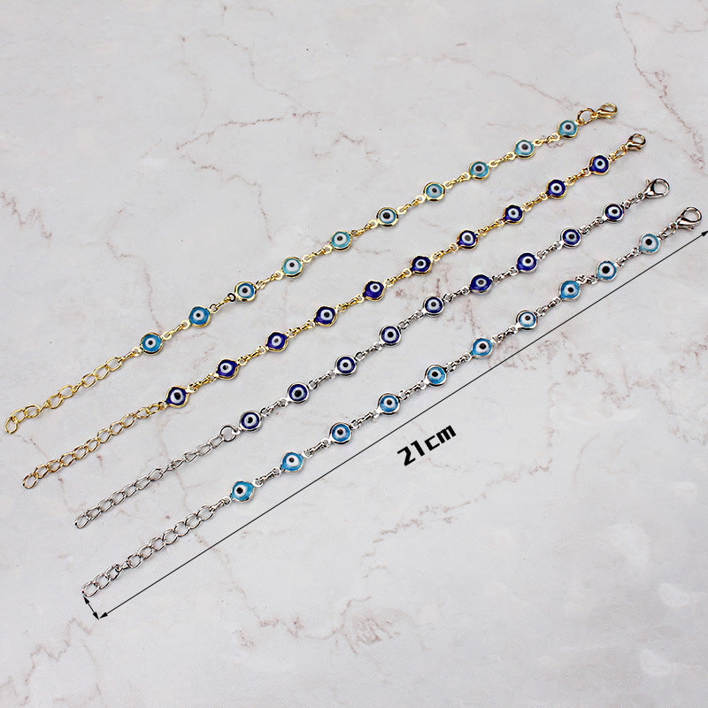Womens Fashion Bracelet Gold Color Link Chain Enamel Alloy Material With Diamond Inlay Beautiful Appearance Design