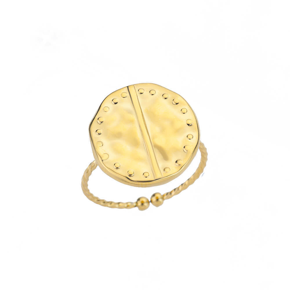 Womens Stainless Steel Ring Adjustable Geometric Open Ring Round Electroplated Jewelry for Women Everyday Wears