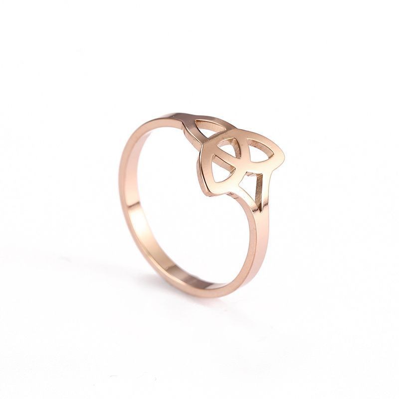 Geometric Stainless Steel Ring Electroplated In Gold And Rose Gold Fashion Jewelry For Women Size 17 18 19 Gift For Her