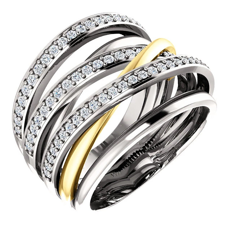 Women's Multi Row Winding Inlaid Zircon Ring Gold Plated Trendy Fashion Jewelry Elegant Durable Holiday Gifts