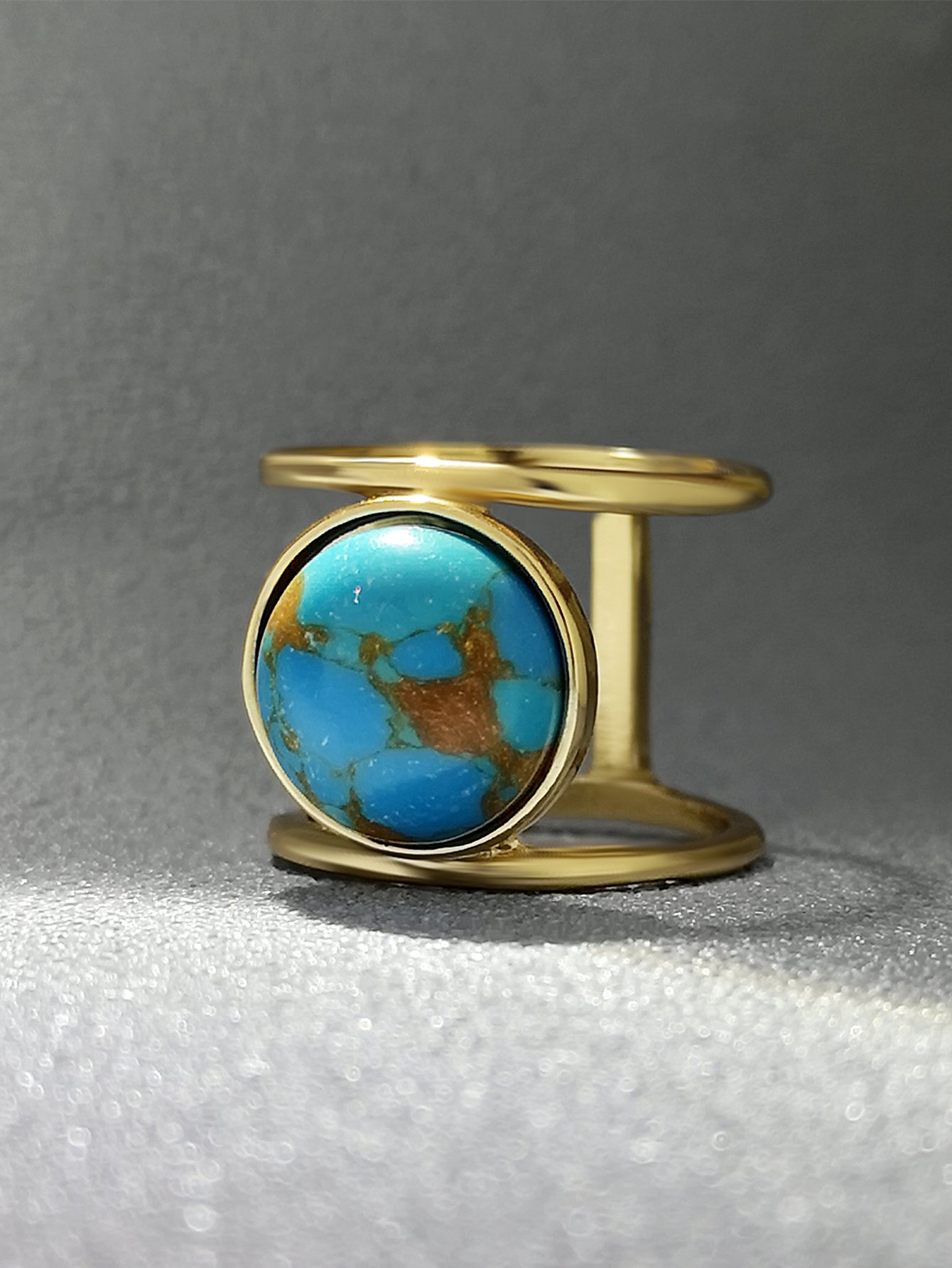 Womens Geometric Metal Alloy Ring Turquoise Inlay Unique Design For Everyday Wear And Special Occasions Simple