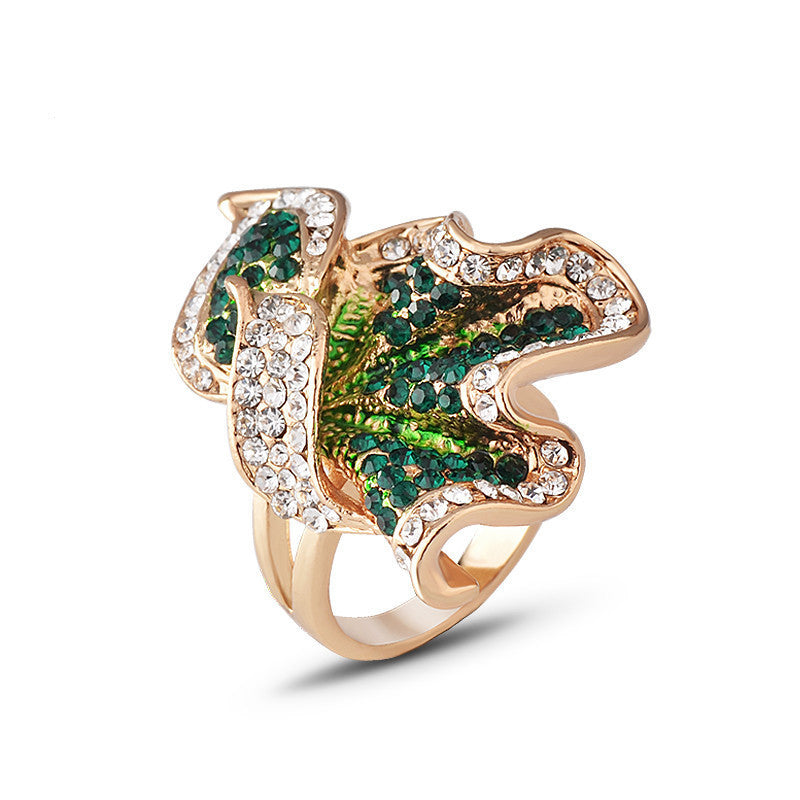 Flower Diamond Ring Gold Plated Gemstone Jewelry Daily Wear