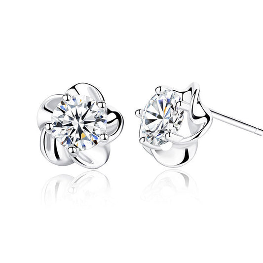 925 Sterling Silver Chinese Style Flower Drop Earrings Gemstone Inlaid Electroplated Jewelry For Daily Wear Lux