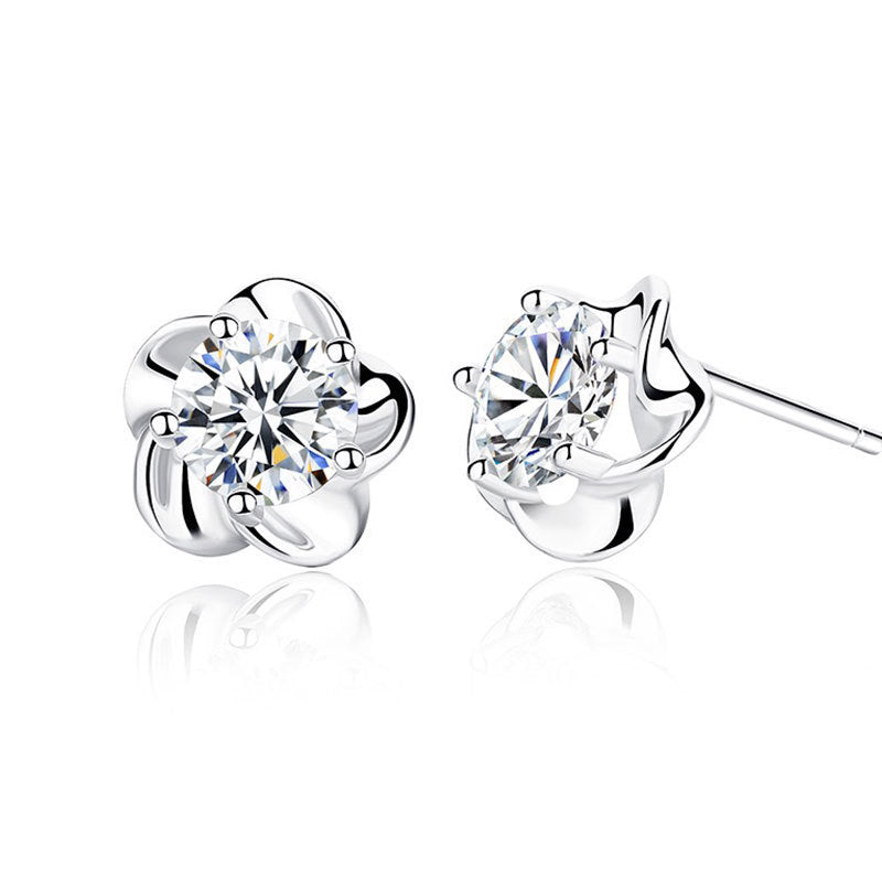 925 Sterling Silver Chinese Style Flower Drop Earrings Gemstone Inlaid Electroplated Jewelry For Daily Wear Lux