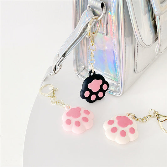 Cat Paw Keychain Silicone Case For Locator Anti Lost Cover With Hanging Ring Soft TPU Protection In Pink White Black