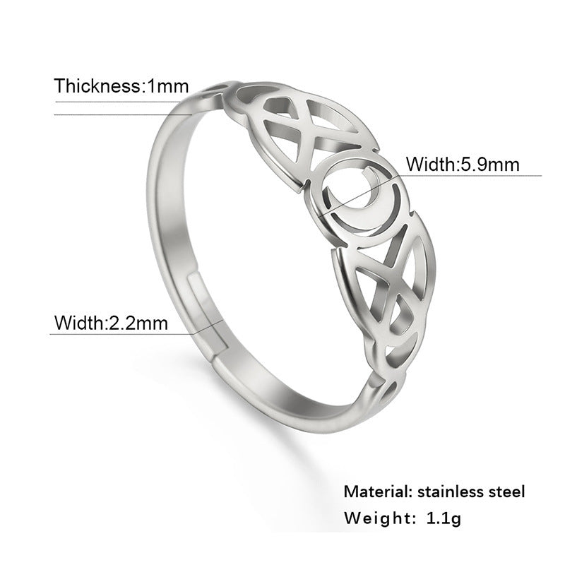 Moon Ring For Women Stainless Steel Adjustable Opening Individually Packed Fashionable Birthday Gift For Women