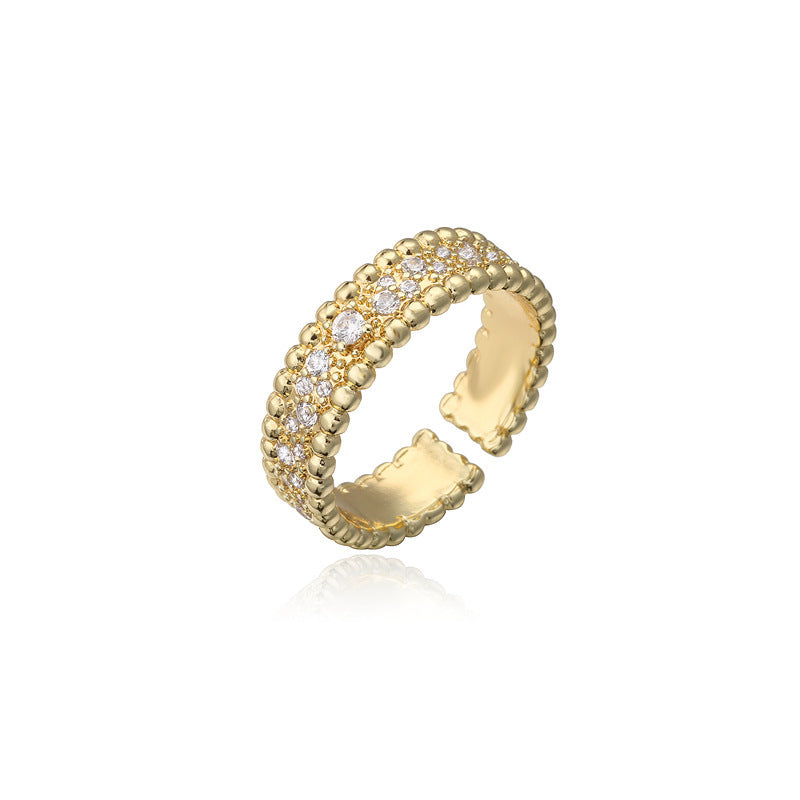 Adjustable Bohemian Copper Ring Inlaid Electroplated Jewelry