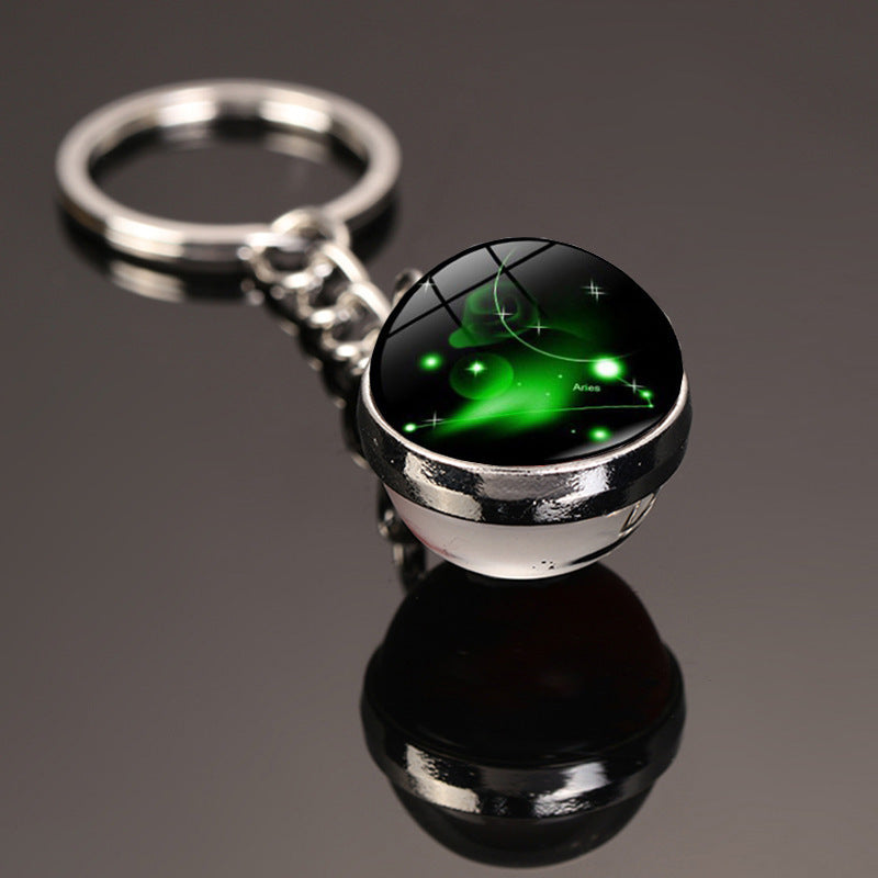 Zodiac Constellation Keychain With Glass Gemstone Alloy