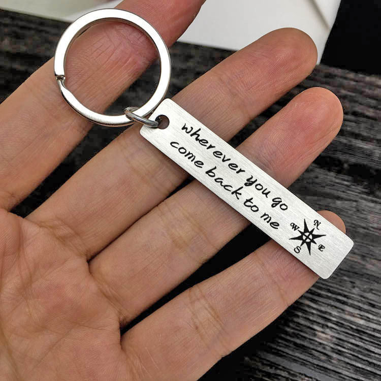 Couple Keychain Valentines Day Gift For Him Or Her Stainless Steel Keychain Anniversary Gifts Wherever You Go Come Back