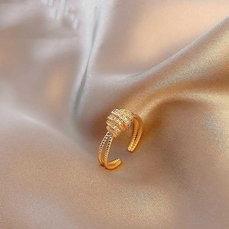 Copper Index Finger Ring With Gold Thread Adjustable Everyday Jewelry Elegant Women's Ring Trendy Copper Rings