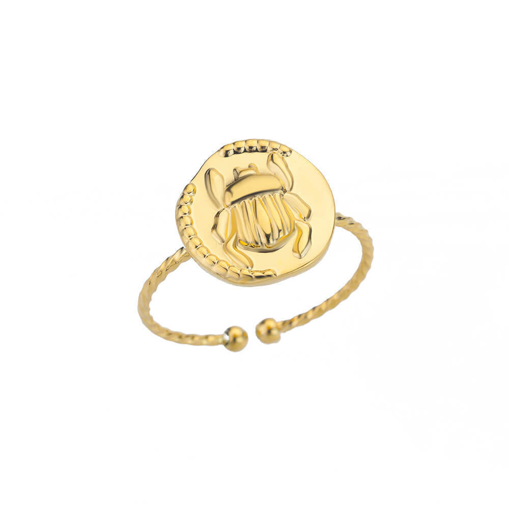 Womens Stainless Steel Ring Adjustable Geometric Open Ring Round Electroplated Jewelry for Women Everyday Wears