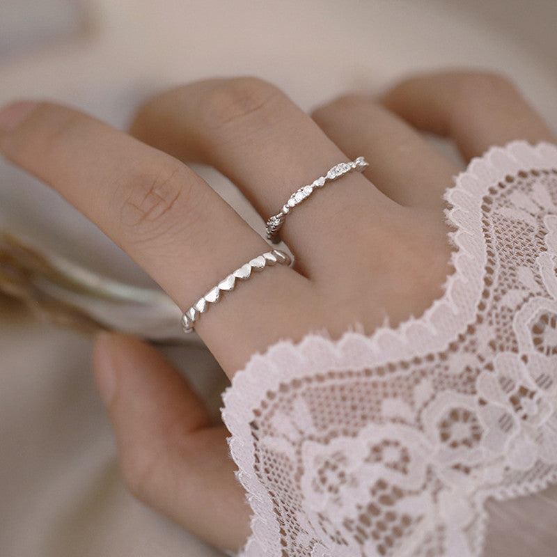 Womens Sterling Silver Adjustable Ring With Gemstones Loving Pattern Water Drop Bell Pattern Ring For Her Gift