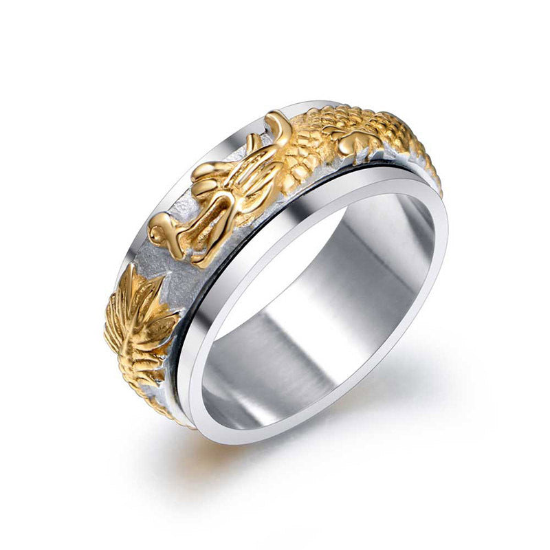 Fashionable Turnable Hip Hop Gold Plated Ring