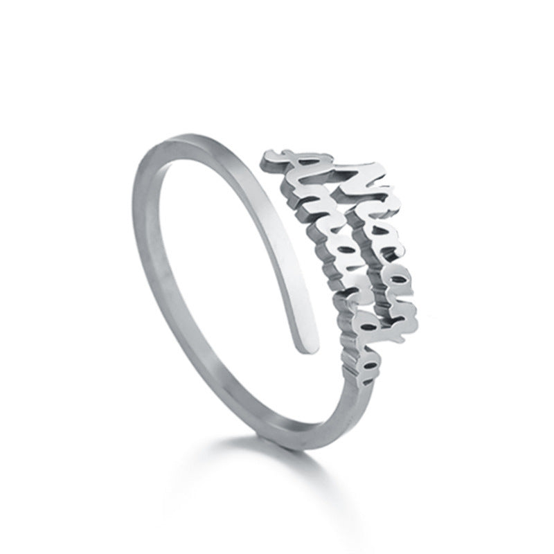 Stainless Steel Personalized Name Rings For Couples Unisex Adjustable Engraved Jewelry For Loved Ones Keepsake