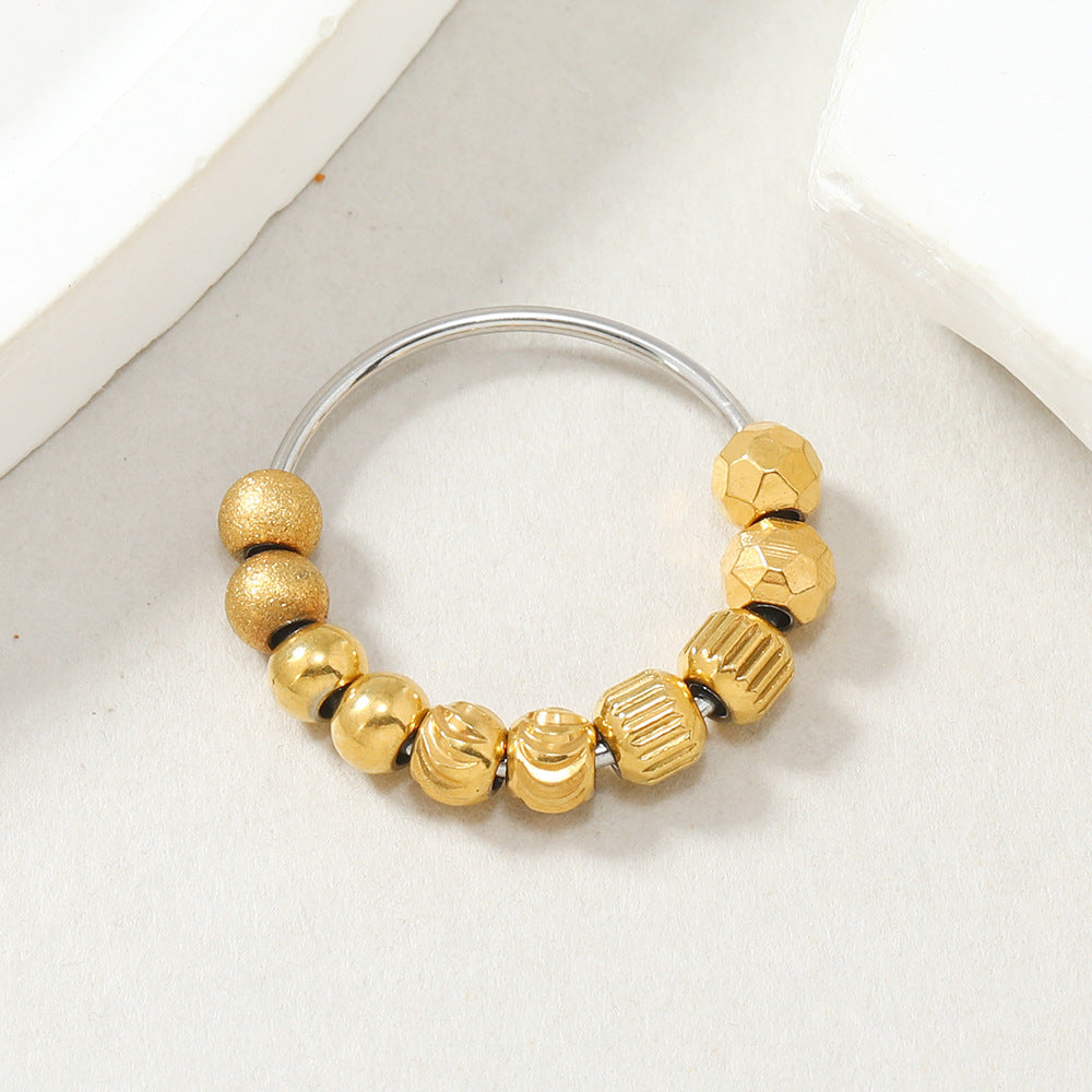 Unisex Stainless Steel Fidget Ring With Movable Steel Balls Stress Relief Spinner Ring Durable Everyday Jewelry Band