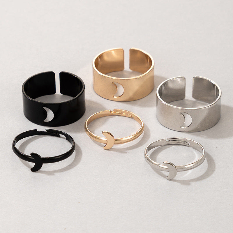 Butterfly Ring Set Punk Hollow Creative Couple Rings Plated Gold Silver Black Youth Popular Modern Silver Tone