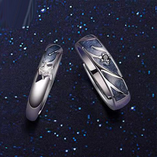 Adjustable Starry Sky Copper Couple Rings For Her And Him