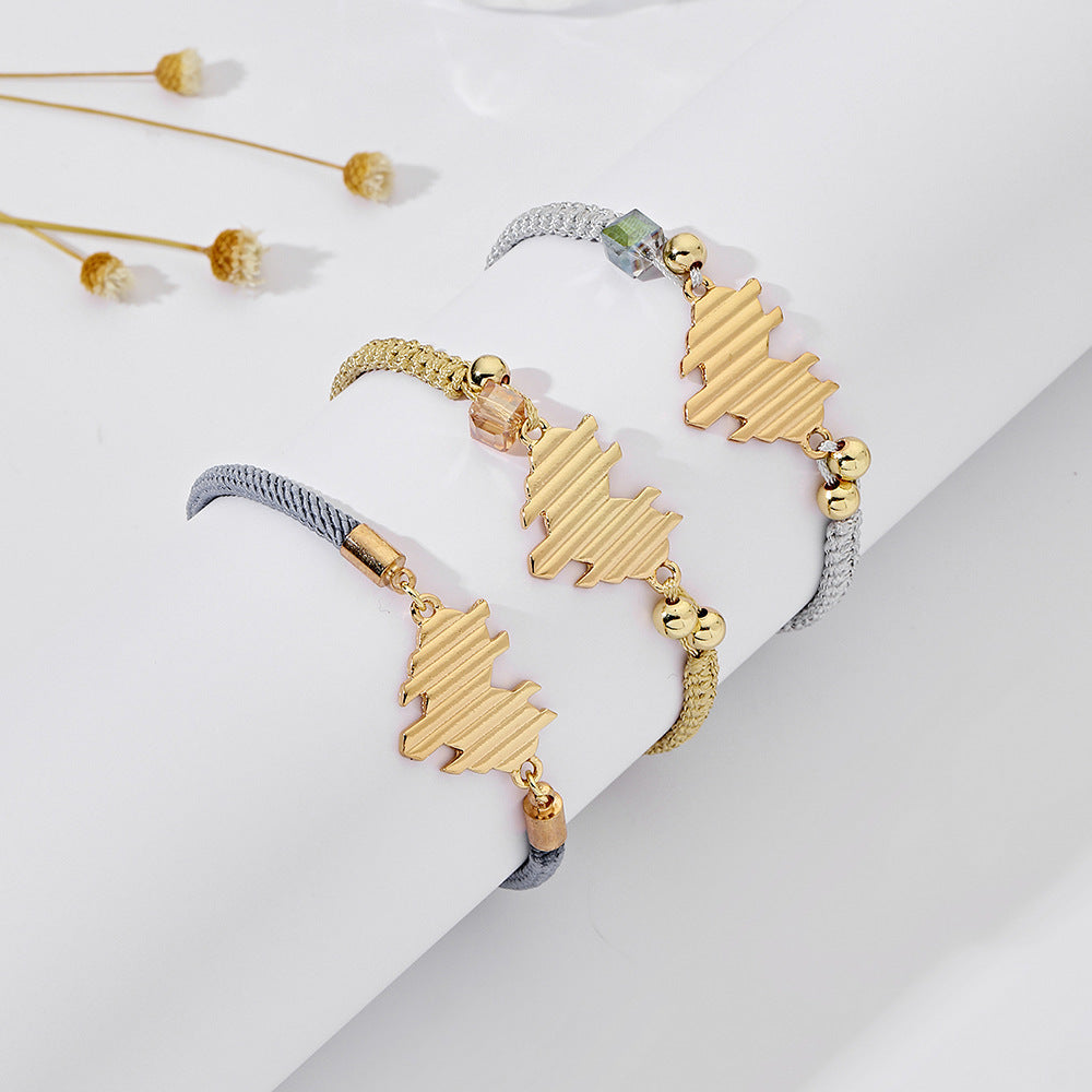 Womens Handwoven Heart Design Bracelet With Red String Accent Alloy Bangle Versatile Fashion Jewelry Gift Idea