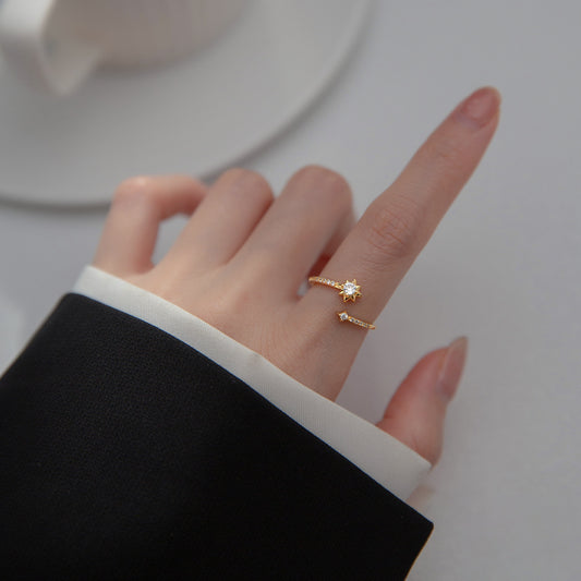 Adjustable Star Ring For Women Minimalist Copper Knuckle Ring 6mm Width 17mm Inner Opening For Everyday Styles