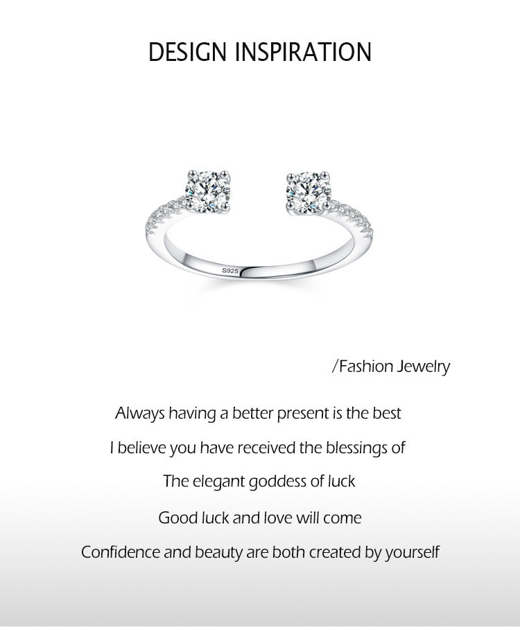 Womens Sterling Silver Ring Geometric Design White Gold Plated Fashion Jewelry Statement Ring For Her Elegance