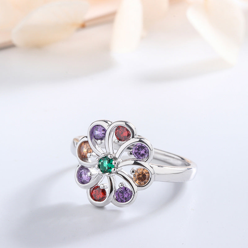 Womens 925 Sterling Silver Ring With Round Mixed Color Diamonds Fashion Ring Individually Packed White Gold Plated