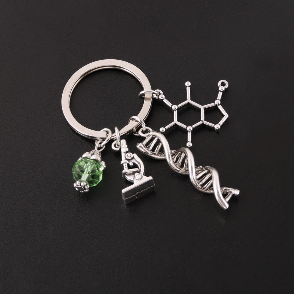 Alloy Keychain Key Ring Plain Design Lab Instrument Decor Biochemical Microscope Flask Accessory Gift For You
