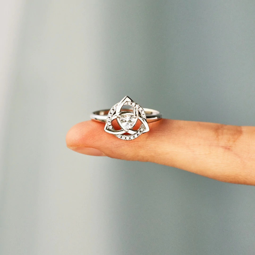 Womens Triangle Ring Adjustable Opening Fashion Ring Geometric Copper Ring White Gold Ring For Women Simple Design