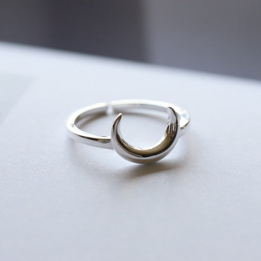 S925 Sterling Silver Ring Star Moon Design Adjustable Opening Jewelry For Women And Girls Elegant Everyday Accessory