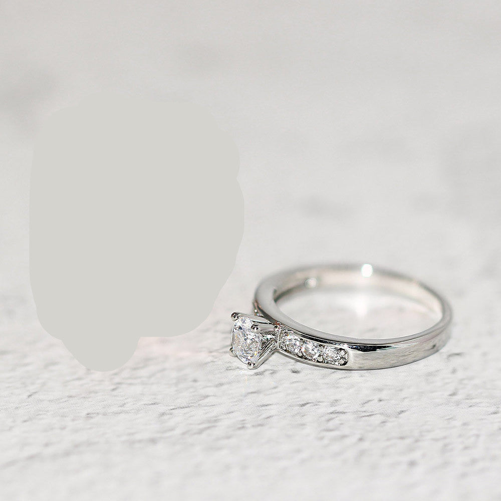 Copper Zircon Ring With Gold Plating Hand Polished Engagement Ring European American Design For Women For Everyday Wear